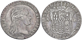 NAPOLI Ferdinando IV (1759-1799) Piastra 1798 interno corona \\\\ - Nomisma 466 AG (g 27,47) RR Graffi di conio

BB
