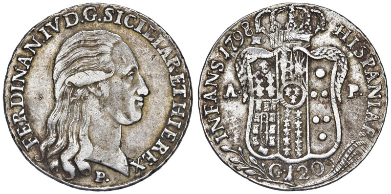 NAPOLI Ferdinando IV (1759-1799) Piastra 1798 - Nomisma 466 AG (g 27,49)

BB