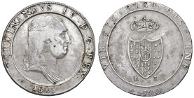 NAPOLI Ferdinando IV (1799-1805) Piastra 1805 - Nomisma 655 AG (g 27,55) Piccola mancanza al D/

qBB/BB