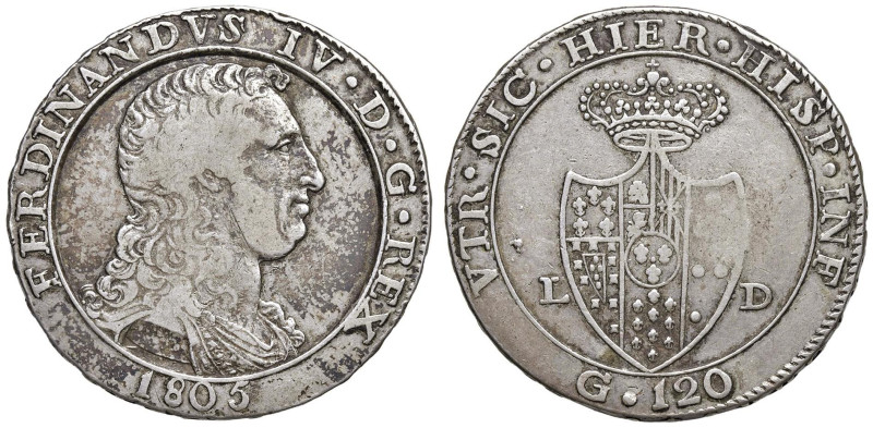 NAPOLI Ferdinando IV (1799-1805) Piastra 1805 - Nomisma 661 AG (g 27,30)

BB