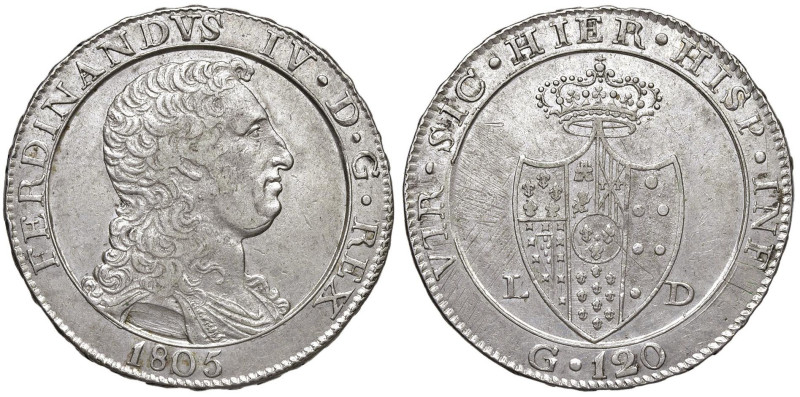 NAPOLI Ferdinando IV (1799-1805) Piastra 1805 - Nomisma 661 AG (g 27,60)

BB