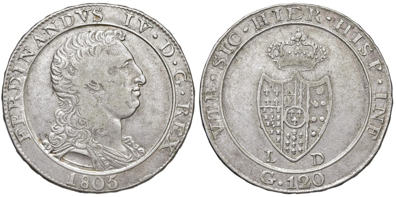 NAPOLI Ferdinando IV (1799-1805) Piastra 1805 - Nomisma 661 AG (g 27,33)

qBB/...