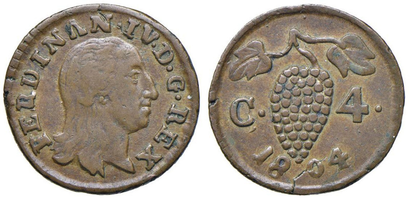 NAPOLI Ferdinando IV di Borbone (1804-1805) 4 Cavalli 1804 - Magliocca 399; Nomi...