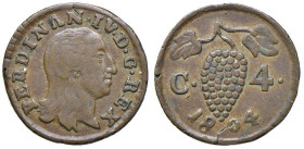 NAPOLI Ferdinando IV di Borbone (1804-1805) 4 Cavalli 1804 - Magliocca 399; Nomisma 674 CU (g 2,12) Modesta frattura del tondello

BB+