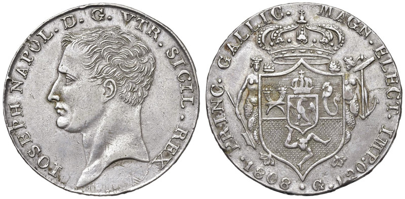 NAPOLI Giuseppe Napoleone (1806-1808) Piastra 1808 - Nomisma 685 AG (g 27,50) R...
