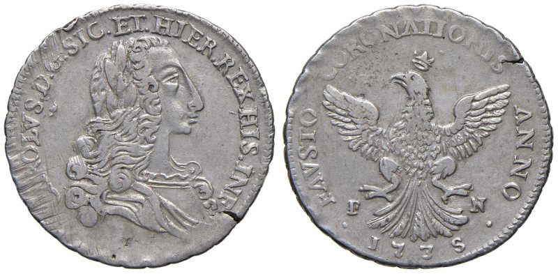 PALERMO Carlo di Borbone (1734-1759) 4 Tarì 1735 - Serio 32 AG (g 8,99) Graffiet...