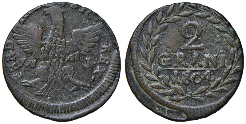 PALERMO Ferdinando III (1759-1816) 2 Grani 1804 - Serio 248 CU (g 5,99) Coniazio...