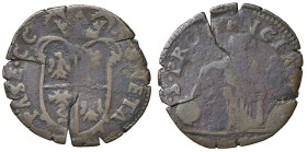 PASSERANO Anonime dei Radicati (1581-1598) Contraffazione della parpaiola di Milano - cfr. MIR 907 CU (g 2,05) RR Frattura del tondello

BB