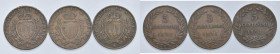 SAN MARINO - Lotto di tre monete da 50 centesimi 1894 di San Marino

qBB-BB