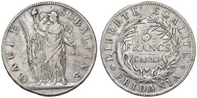 TORINO Repubblica Subalpina (1800-1802) 5 Franchi A. 10 - Gig. 4 AG (g 24,79)

qBB/BB