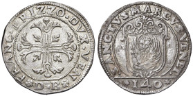 VENEZIA Francesco Erizzo (1631-1646) Scudo della croce sigla D B - Pa. 9 AG (g 31,70) Fondi bulinati al D/

BB