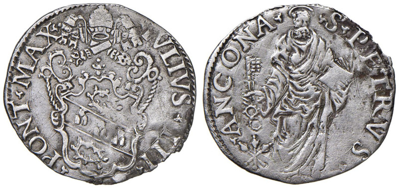 Giulio III (1550-1555) Ancona - Giulio - Munt. 58 AG (g 2,99) Appiccagnolo rimos...