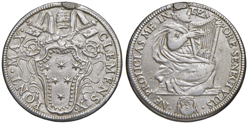 Clemente X (1670-1676) Testone - Munt. 27 AG (g 9,47) Traccia d'appiccagnolo

...