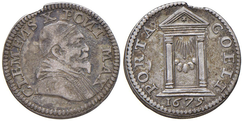 Clemente X (1670-1676) Grosso 1675 Con la Porta Santa chiusa - MIR 1956/1 AG (g ...