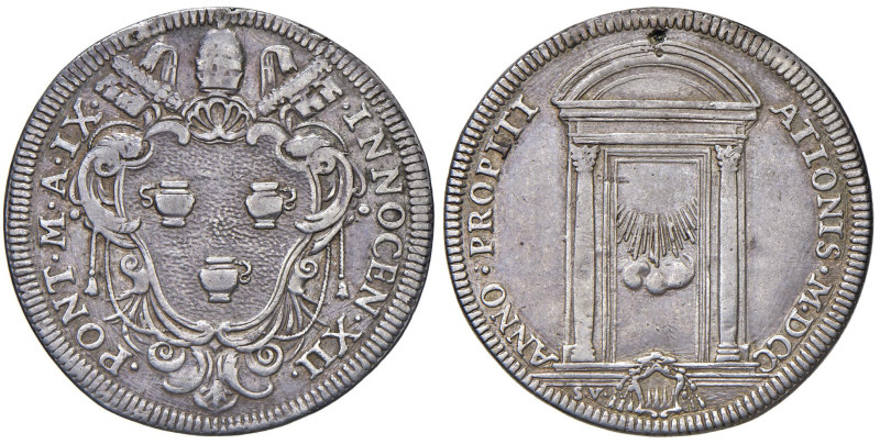 Innocenzo XII (1691-1700) Testone 1700 A. IX - Munt. 37 AG (g 8,96) Appiccagnolo...