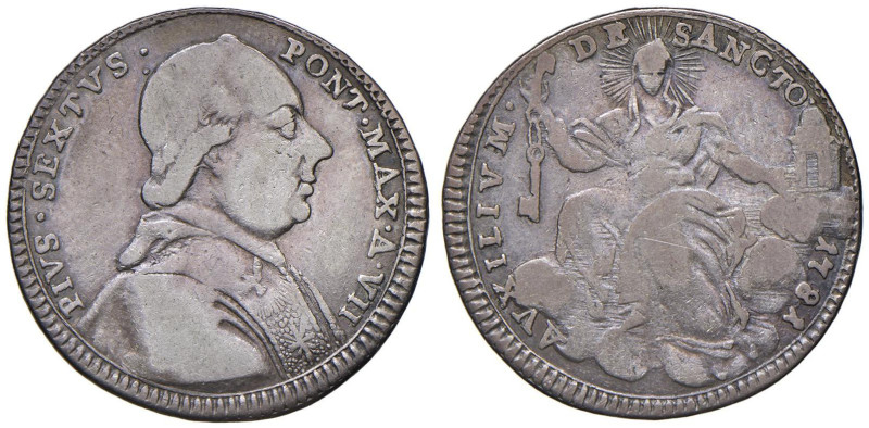 Pio VI (1775-1799) Quinto di scudo 1781 A. VII - Munt. 39a AG (g 5,14)

MB