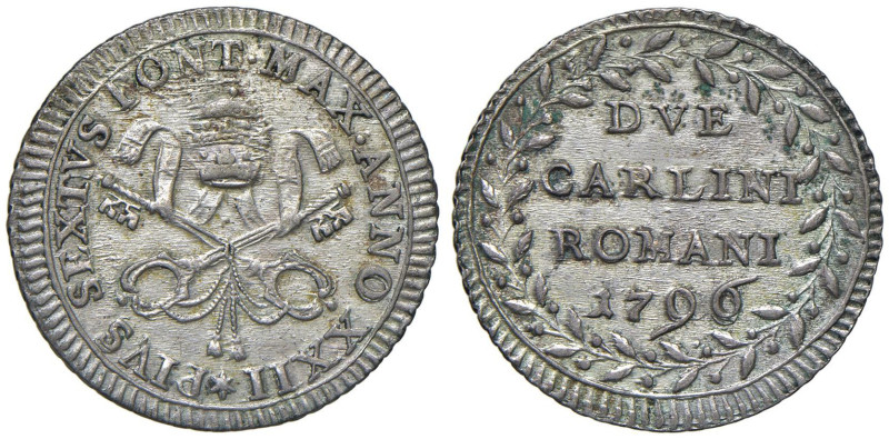 Pio VI (1775-1799) 2 Carlini 1796 A. XXII - Nomisma 111 MI (g 4,15) R

SPL-qFD...