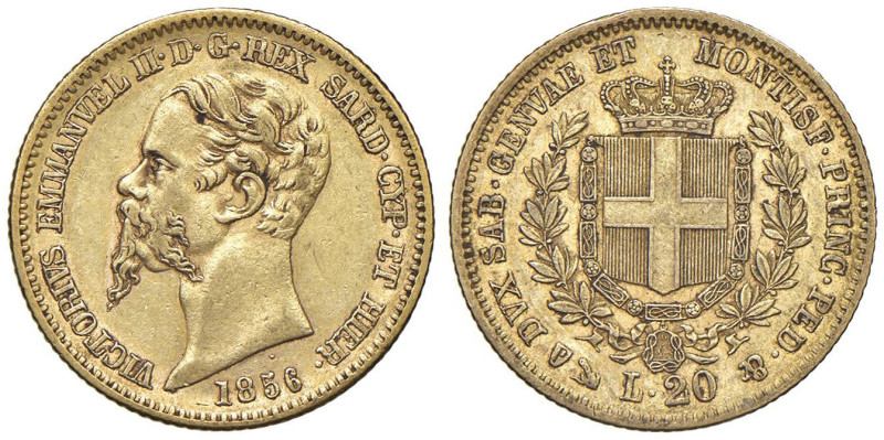 Vittorio Emanuele II (1849-1861) 20 Lire 1856 G - Nomisma 752 AU Modesti deposit...