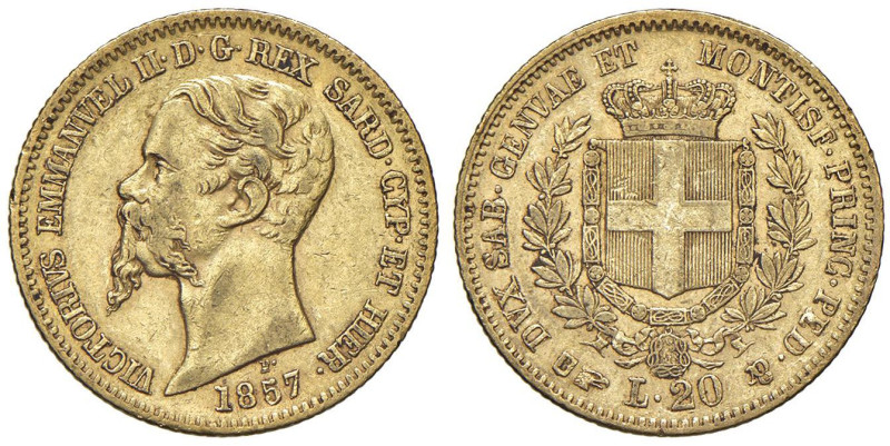 Vittorio Emanuele II (1849-1861) 20 Lire 1857 T - Nomisma 755 AU Modesti deposit...