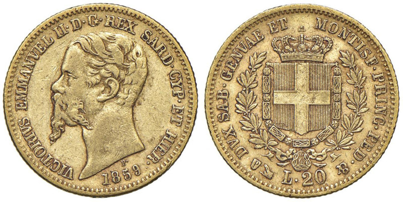 Vittorio Emanuele II (1849-1861) 20 Lire 1859 G - Nomisma 758 AU Modesti deposit...