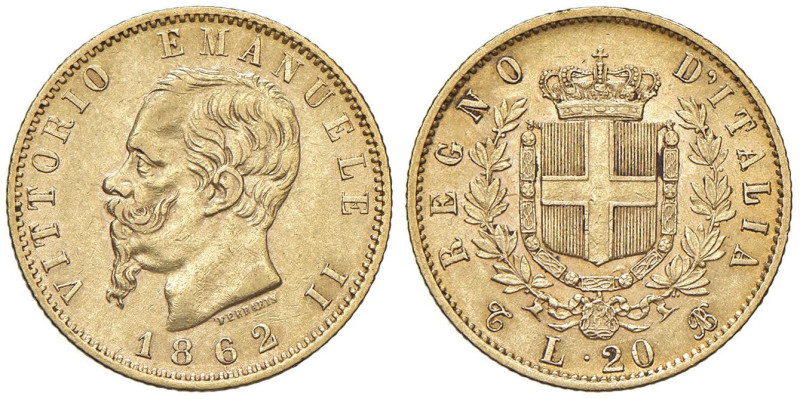 Vittorio Emanuele II (1861-1878) 20 Lire 1862 T - Nomisma 849 AU Modesti deposit...