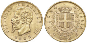 Vittorio Emanuele II (1861-1878) 20 Lire 1863 T - Nomisma 850 AU Colpetto al bordo

BB/BB+