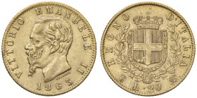 Vittorio Emanuele II (1861-1878) 20 Lire 1863 T - Nomisma 850 AU Colpetto al bordo

BB/BB+