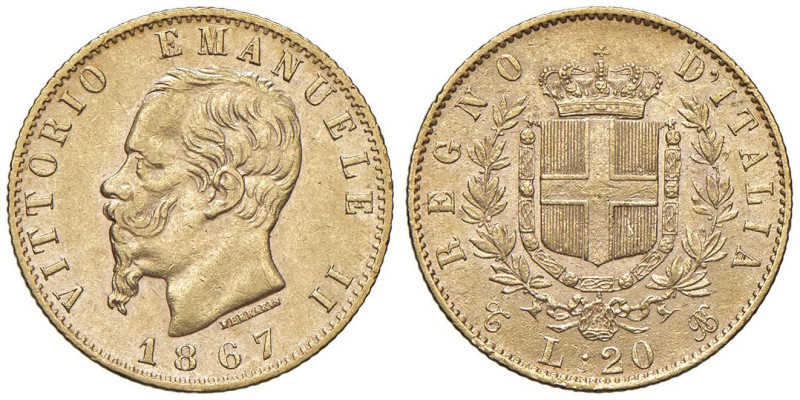 Vittorio Emanuele II (1861-1878) 20 Lire 1867 - Nomisma 854 AU

BB/BB+