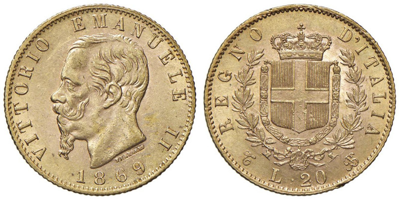 Vittorio Emanuele II (1861-1878) 20 Lire 1869 T - Nomisma 856 AU

SPL