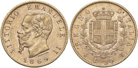 Vittorio Emanuele II (1861-1878) 20 Lire 1869 T - Nomisma 856 AU

BB+
