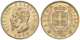 Vittorio Emanuele II (1861-1878) 20 Lire 1873 M - Nomisma 861 AU Minimo colpetto al bordo

SPL