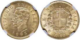 Vittorio Emanuele II (1861-1878) 10 Lire 1863 - Nomisma 871 AU In slab NGC MS 63+ 6254832-024

MS 64