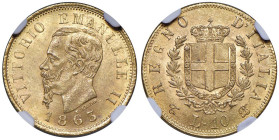 Vittorio Emanuele II (1861-1878) 10 Lire 1863 - Nomisma 871 AU In slab NGC MS 63+ 6254832-024

MS 63+