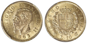 Vittorio Emanuele II (1861-1878) 10 Lire 1863 - Nomisma 871 AU In slab PCGS MS 63 338301.63/33124240

MS 63