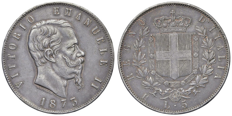 Vittorio Emanuele II (1861-1878) 5 Lire 1873 R - Nomisma 895 AG RRR

BB