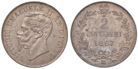 Vittorio Emanuele II (1861-1878) 2 Centesimi 1867 M - Nomisma 962 CU Rame rosso

FDC