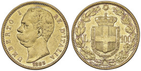 Umberto I (1878-1900) 100 Lire 1883 - Nomisma 972 AU R Lucidata, segni da contatto

BB