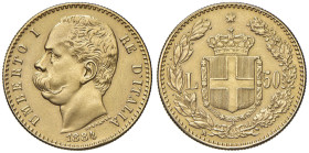 Umberto I (1878-1900) 50 Lire 1884 - Nomisma 975 AU R Lucidata

BB/BB+
