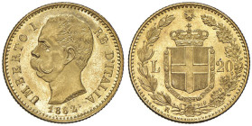 Umberto I (1878-1900) 20 Lire 1882 - Nomisma 981 AU Bellissimo esemplare anche per questo comunissimo millesimo

FDC