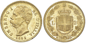 Umberto I (1878-1900) 20 Lire 1885 - Nomisma 984 AU Minimo colpetto al bordo

qFDC