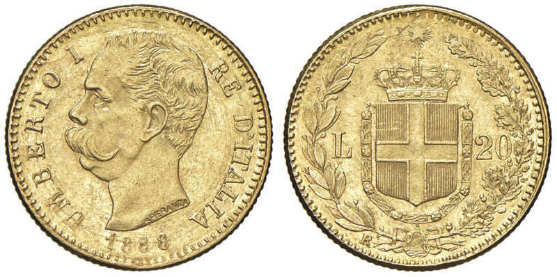 Umberto I (1878-1900) 20 Lire 1888 - Nomisma 986 AU Graffietti e colpetti

SPL
