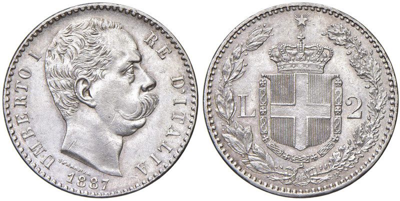 Umberto I (1878-1900) 2 Lire 1887 - Nomisma 1000 AG Graffietti e minimi colpetti...