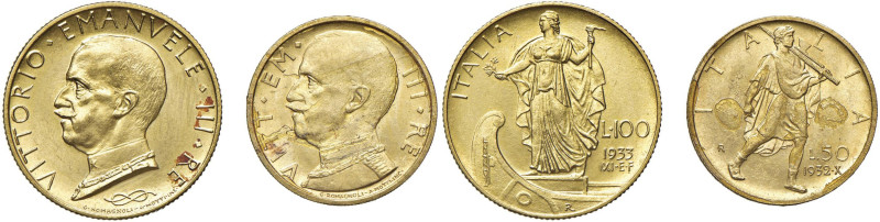Vittorio Emanuele III (1900-1946) 100 Lire 1933 A. IX e 50 Lire 1932 A. X - Nomi...