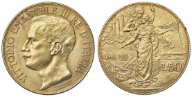Vittorio Emanuele III (1900-1946) 50 Lire 1911 - Nomisma 1066 AU R Minimi graffietti e colpetto al bordo

SPL