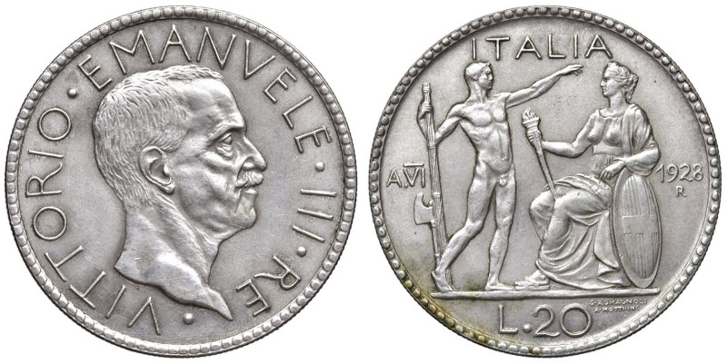 Vittorio Emanuele III (1900-1946) 20 Lire 1928 A. VI - Nomisma 1085 AG

BB-SPL