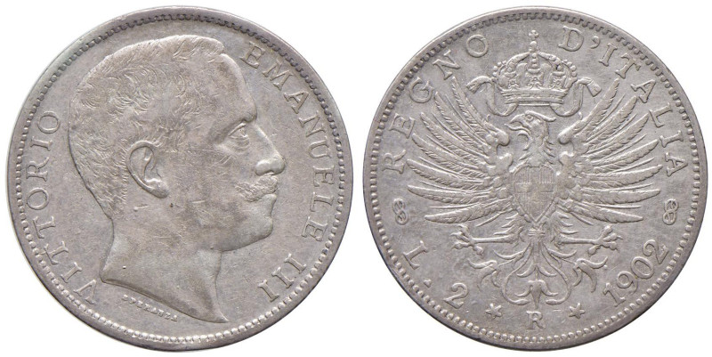 Vittorio Emanuele III (1900-1946) 2 Lire 1902 - Nomisma 1152 AG R Sigillata BB d...