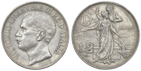 Vittorio Emanuele III (1900-1946) 2 Lire 1911 Cinquantenario - Nomisma 1162 AG Leggermente lucidata

BB+