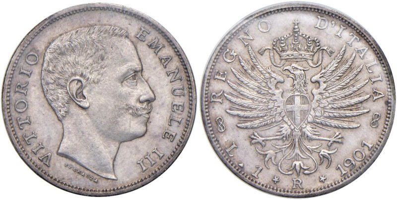Vittorio Emanuele III (1900-1946) Lira 1901 - Nomisma 1193 AG Sigillata qSPL da ...