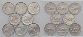 Vittorio Emanuele III (1900-1946) 50 Centesimi 1919, 1920, 1921 e 1925 sia lisci che rigati - Lotto di otto monete, conservazioni varie, da esaminare...