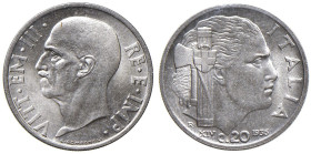 Vittorio Emanuele III (1900-1946) 20 Centesimi 1936 - Nomisma 1294 NI RR Sigillato FDC da Eupremio Montenegro

FDC